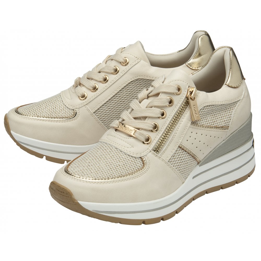 Lotus Tenno NATURAL Wedge Heel Trainer Style Shoe With Zip ULS576