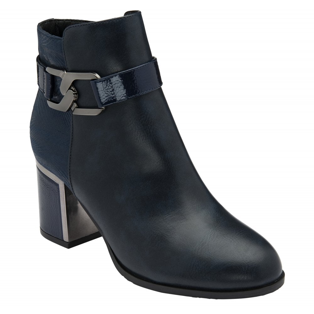 Lotus Adelaide NAVY Block Heel Dress Boot