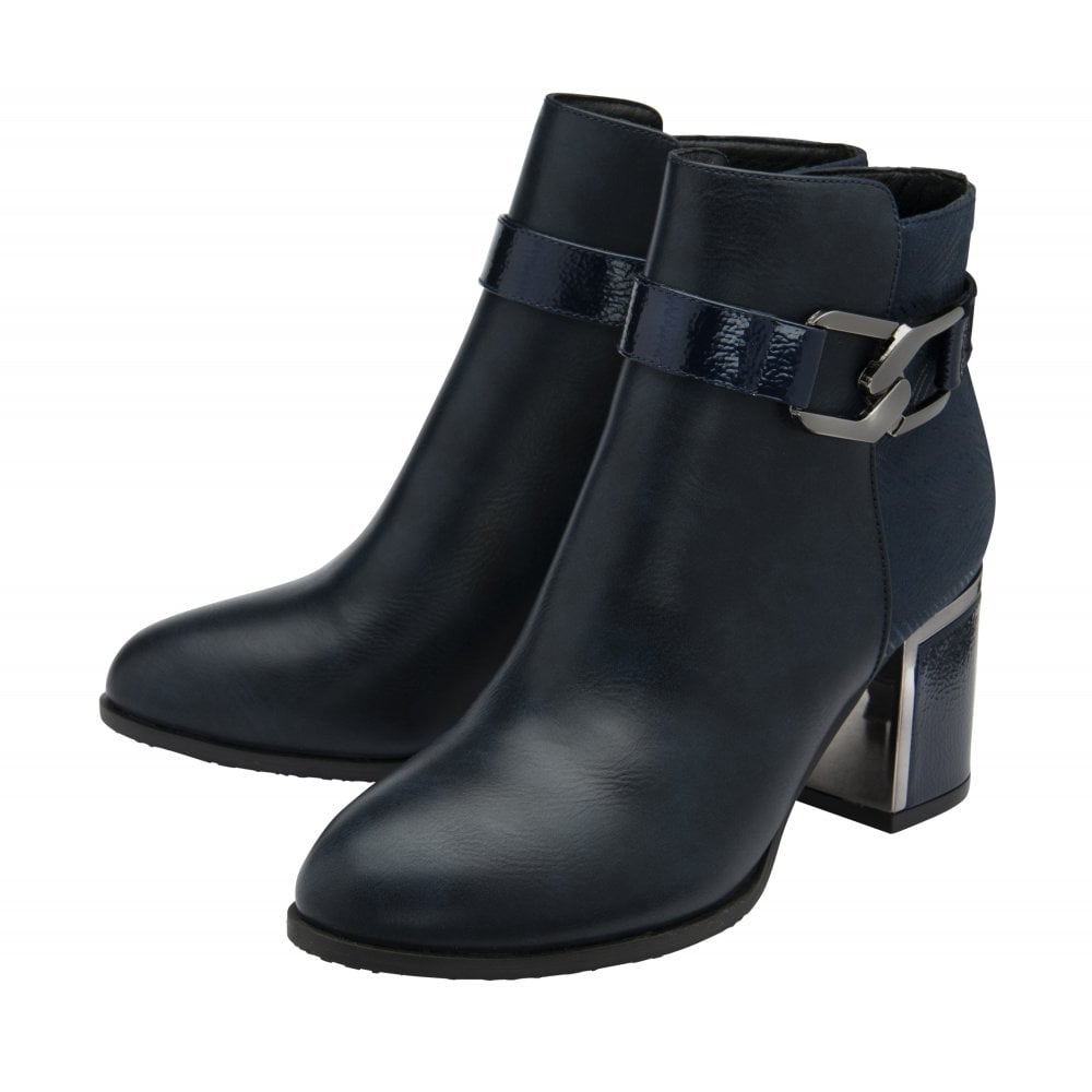 Lotus Adelaide NAVY Block Heel Dress Boot