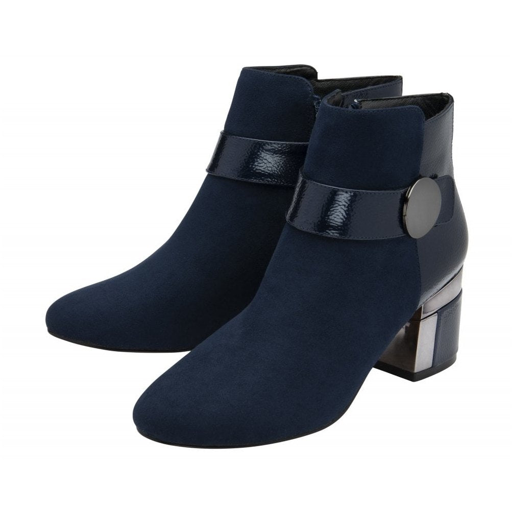Lotus Boot Kirsty Classic Smart Heeled Ankle Boots ULB419 Navy