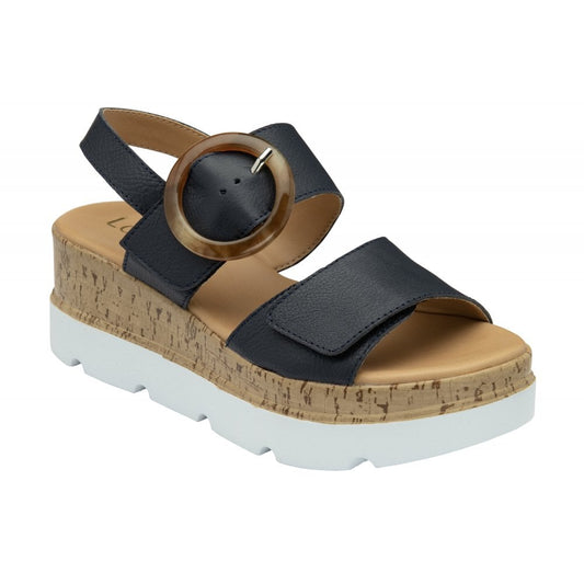 Lotus Cammie NAVY Flatform Adjustable Sandal ULP268