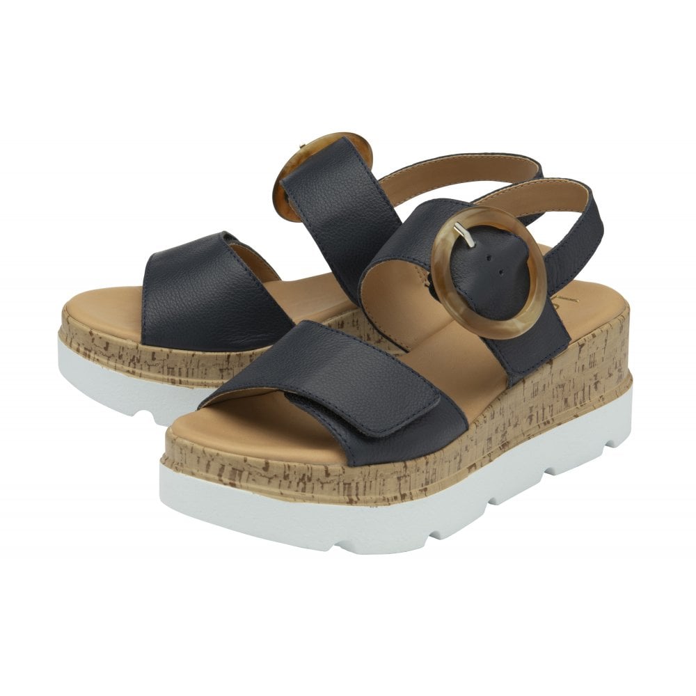 Lotus Cammie NAVY Flatform Adjustable Sandal ULP268