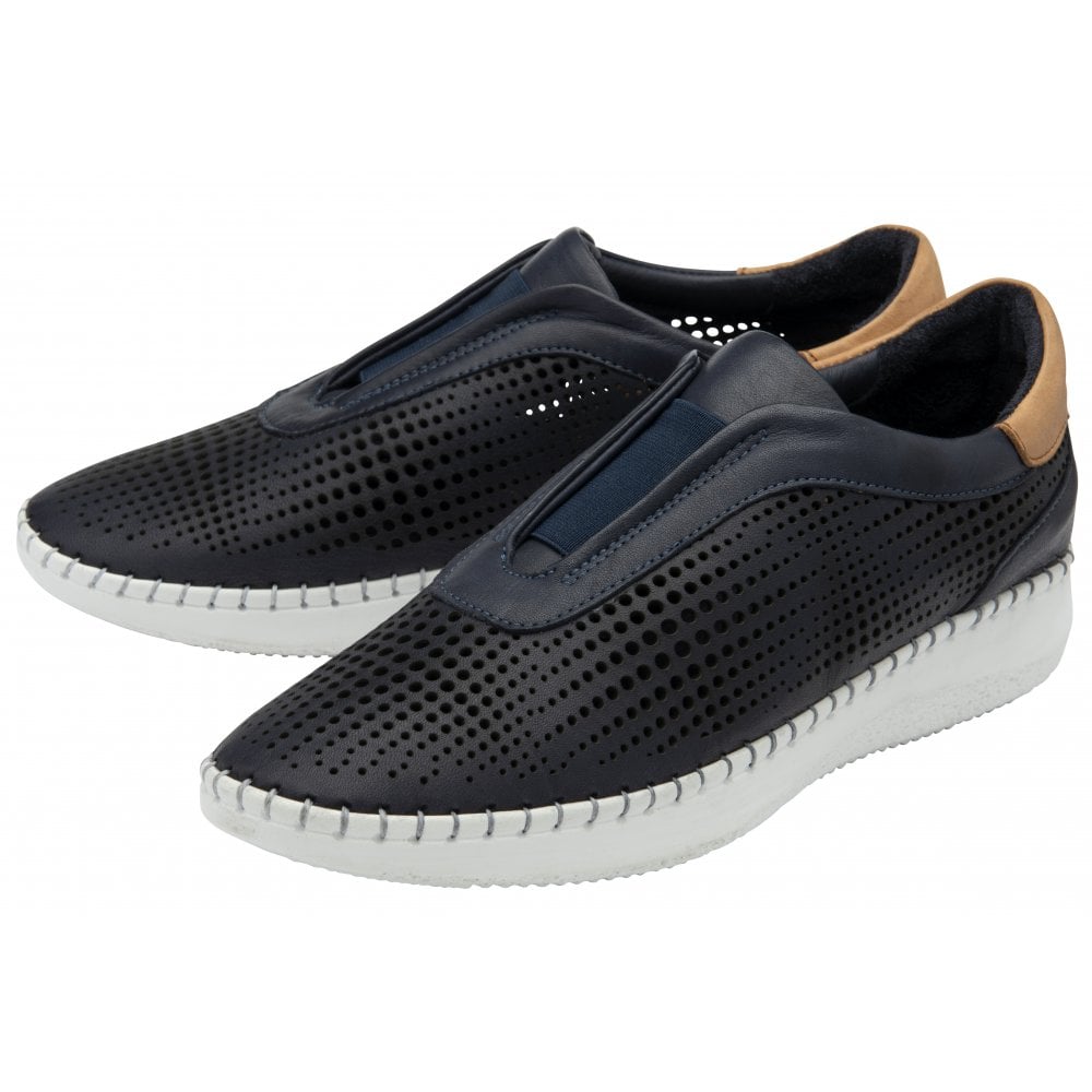 Lotus Lorena NAVY Soft Leather Slip On Trainer Style Shoe ULS540