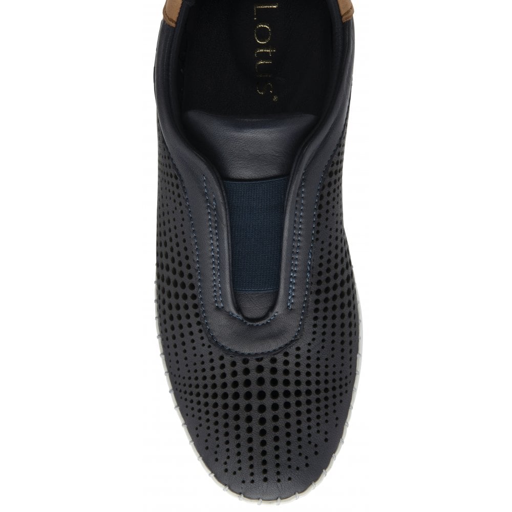 Lotus Lorena NAVY Soft Leather Slip On Trainer Style Shoe ULS540
