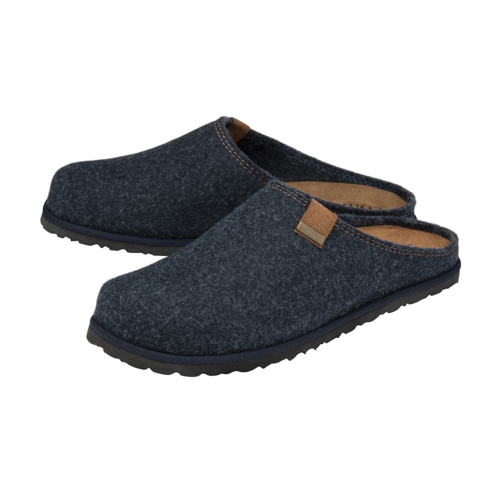 Lotus Sidney NAVY Mule Slipper with Leather Insole