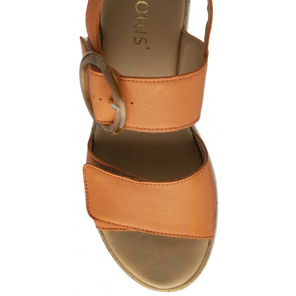 Lotus Cammie ORANGE Leather Flatform Adjustable Sandal ULP268