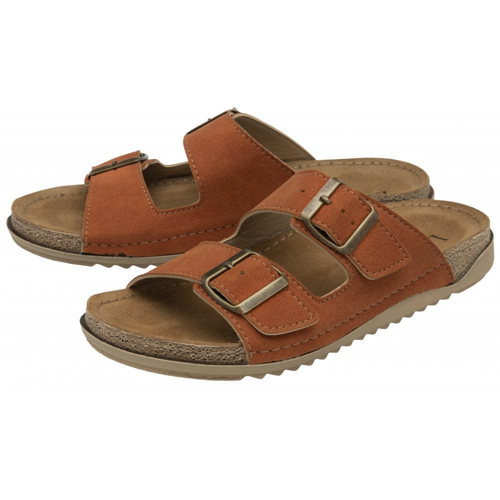 Lotus Trento ORANGE Slip On Buckle Mule Sandal ULP376