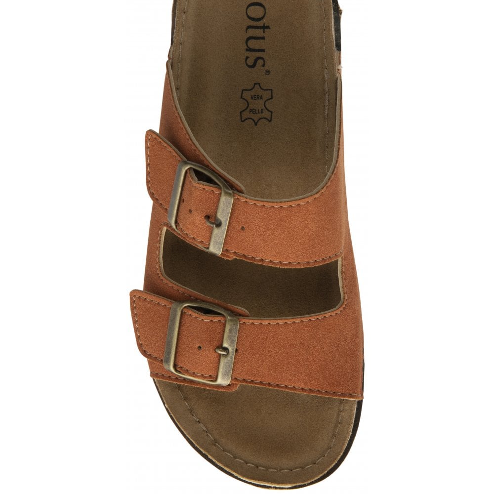 Lotus Trento ORANGE Slip On Buckle Mule Sandal ULP376