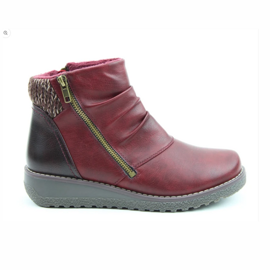 Heavenly Feet Perry RUBY Wedge Zip Vegan Friendly Ankle Boot