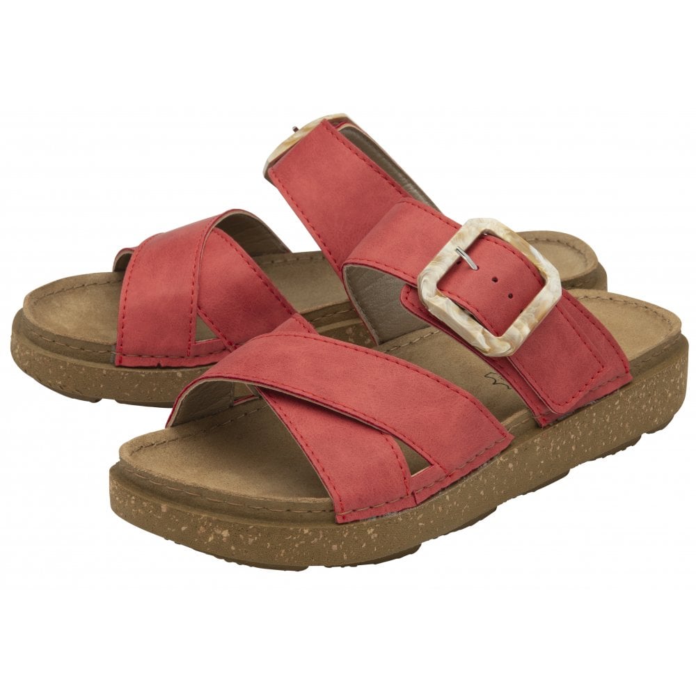 Lotus Comino RED Leather Insole Mule Sandal