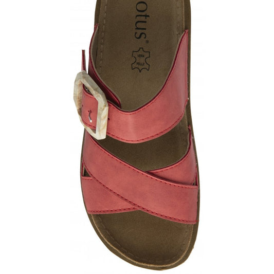 Lotus Comino RED Leather Insole Mule Sandal