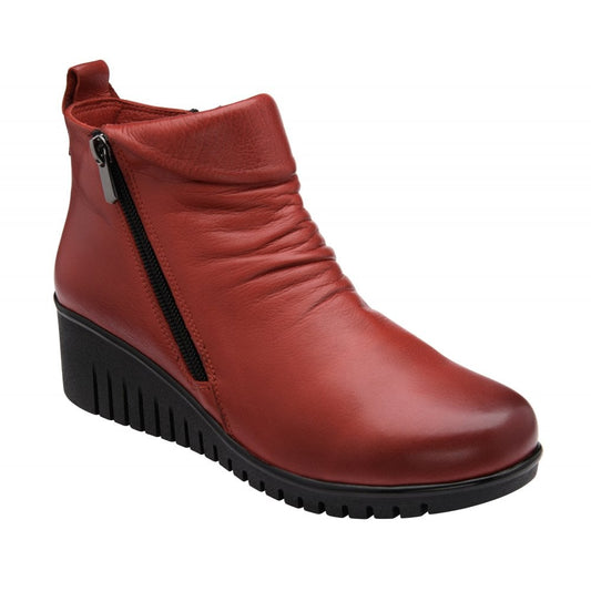 Lotus Wedge Ankle Boot in soft leather Cordelia RED