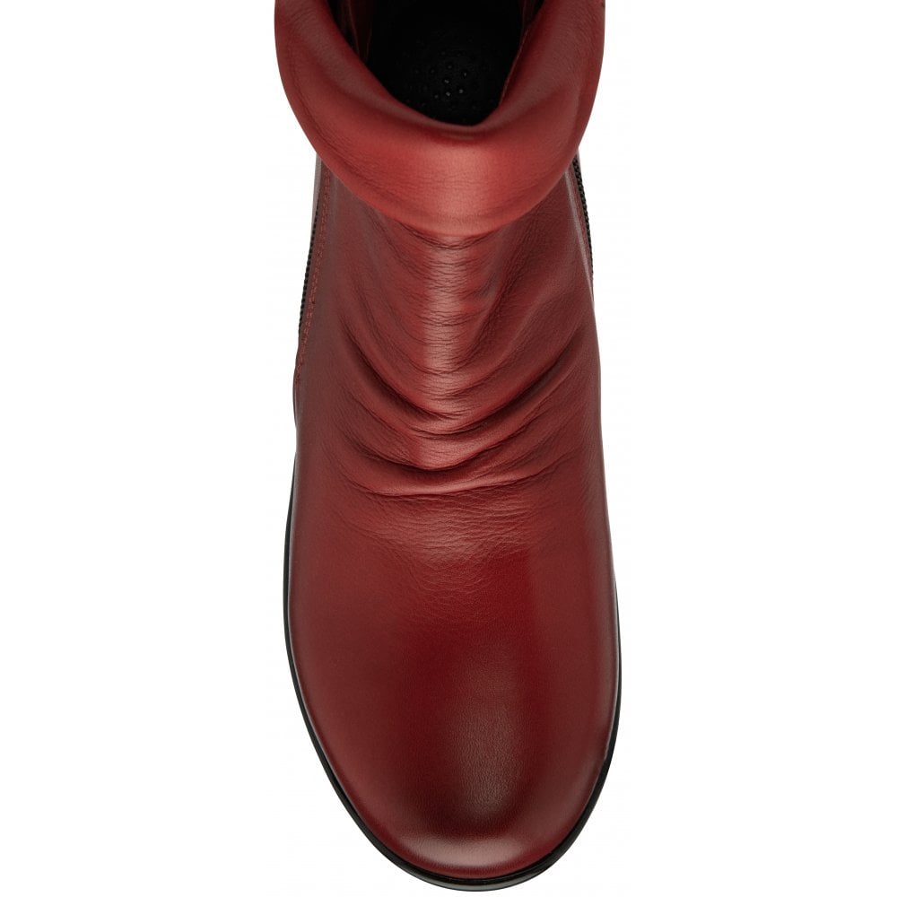 Lotus Wedge Ankle Boot in soft leather Cordelia RED