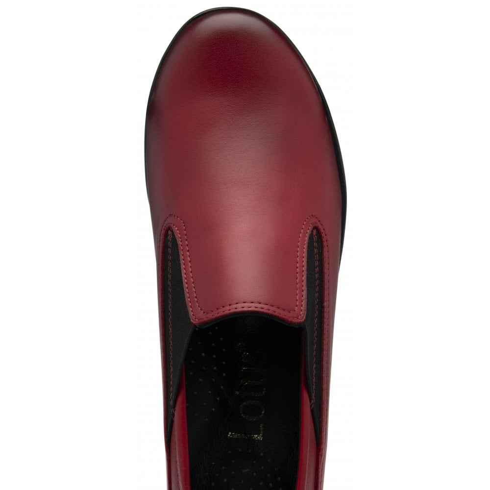 Lotus Shoe Delmar Leather Slip-on Trouser Shoe with wedge heel RED ULS527