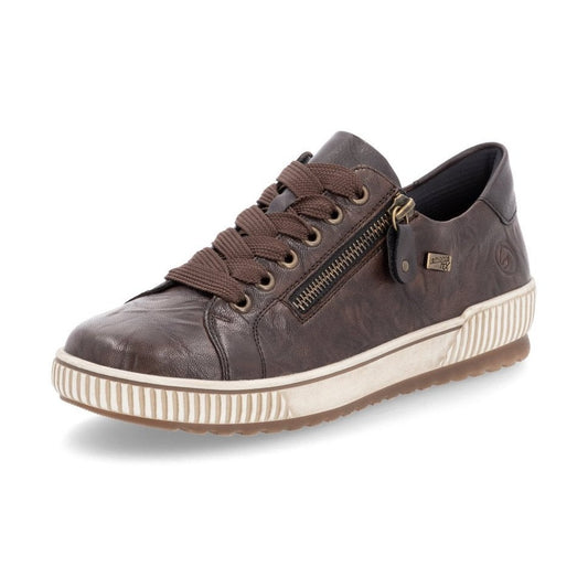 Remonte D0700 DARK BROWN Soft Leather Waterproof Trainer Style Shoe with Zip