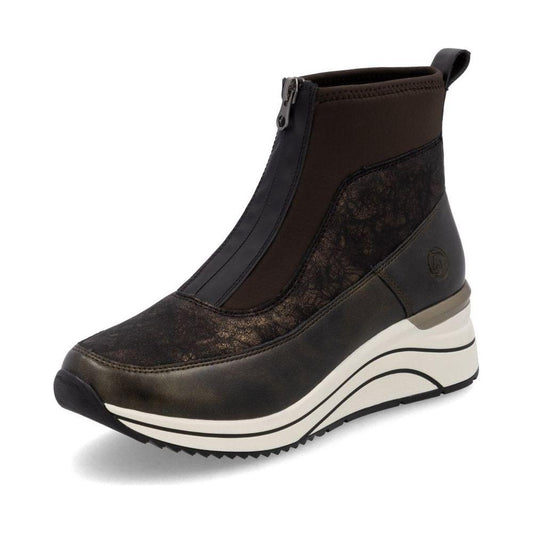 Remonte D0t71 BROWN Trainer Style Front Zip Wedge Boot D0T71-25