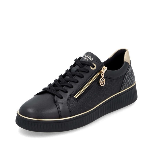 Remonte D2e00 BLACK Soft Leather Sneaker D2E00-03