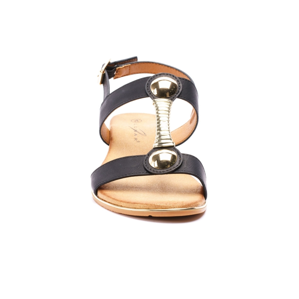 Lunar Renoir BLACK T Bar Strap Sandal JLH276BK