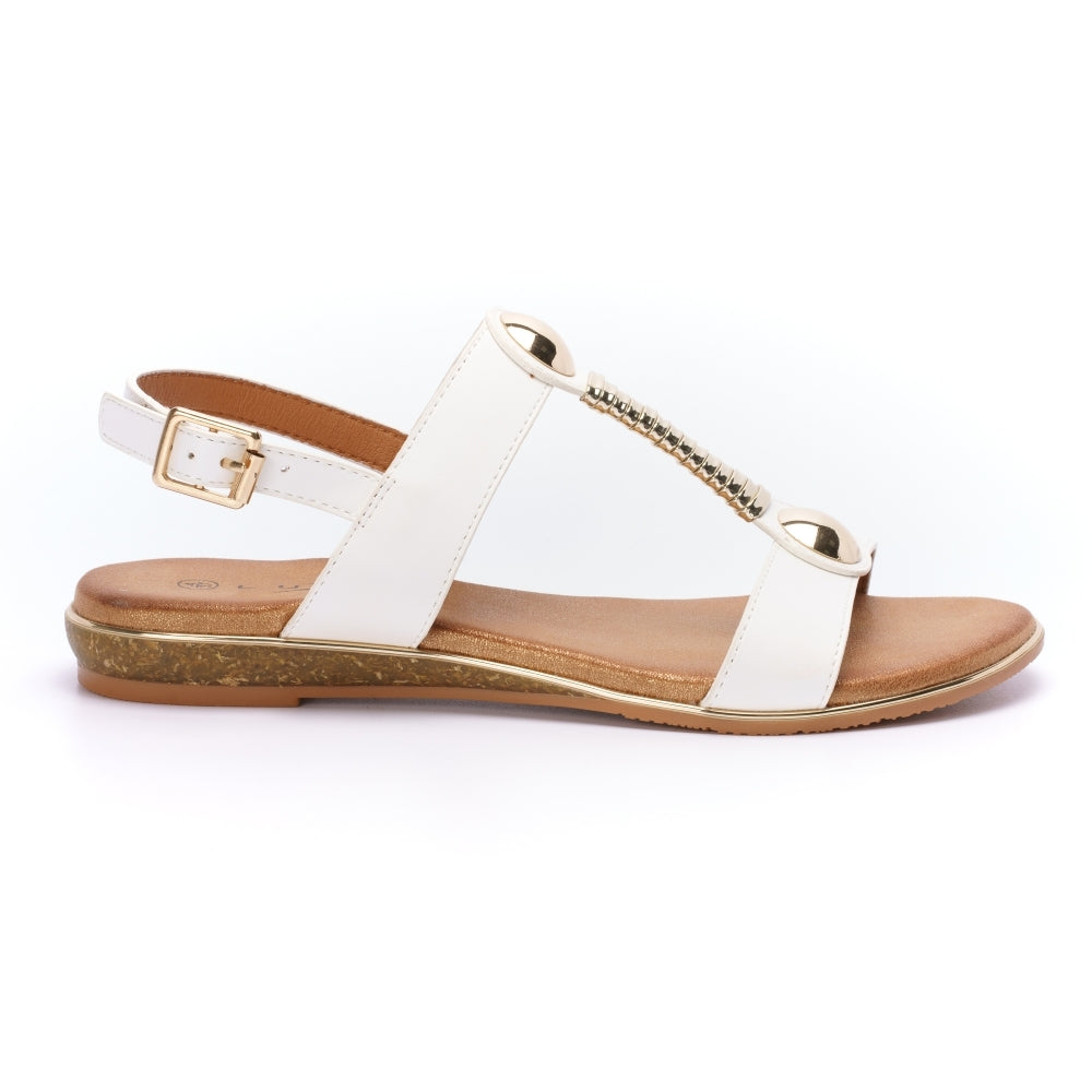 Lunar Renoir WHITE T Bar Strap Sandal JLH276WT