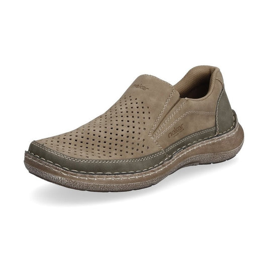 Rieker 03079 Tan Two Tone Perforated Slip On Shoe 03079-64
