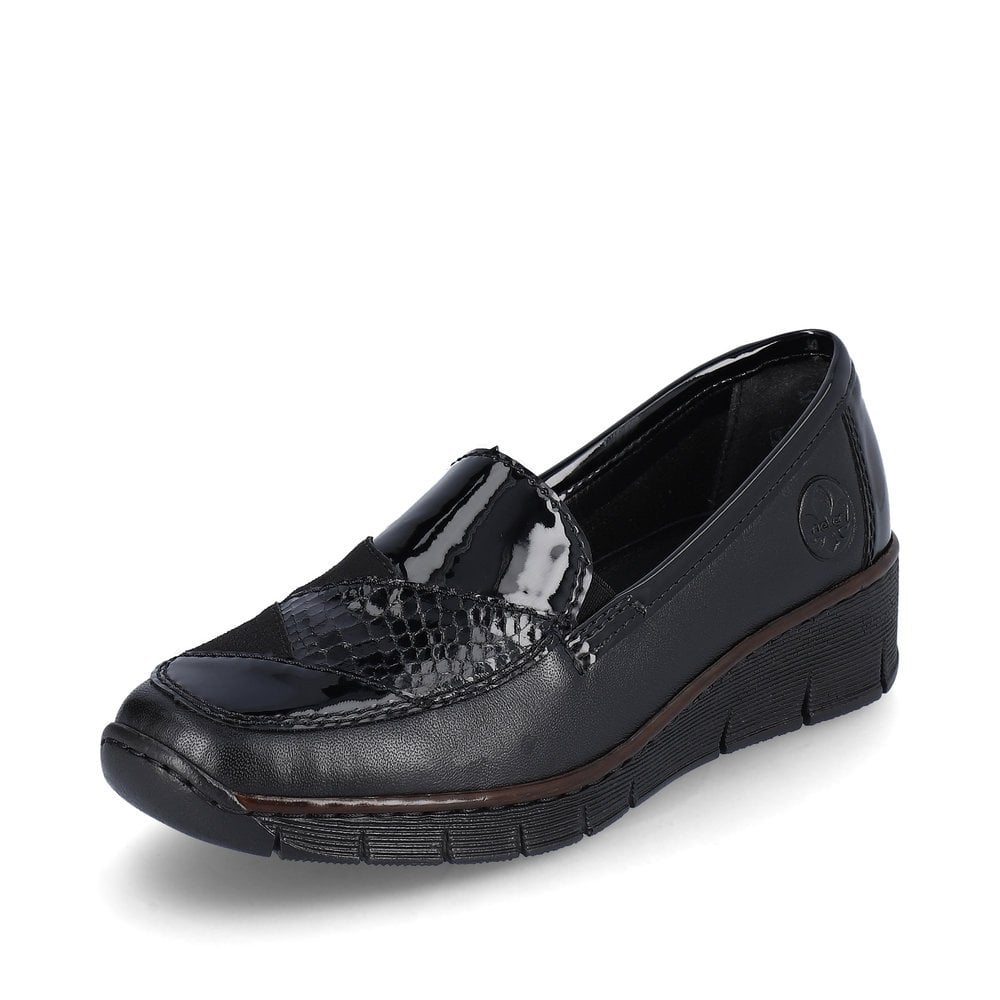 Rieker BLACK 53785-00 Slip on wedge shoe