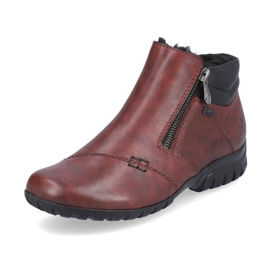 Rieker Ladies Boot L4655 RED Soft Leather Twin Zip Water repellent ankle boot L4655-35