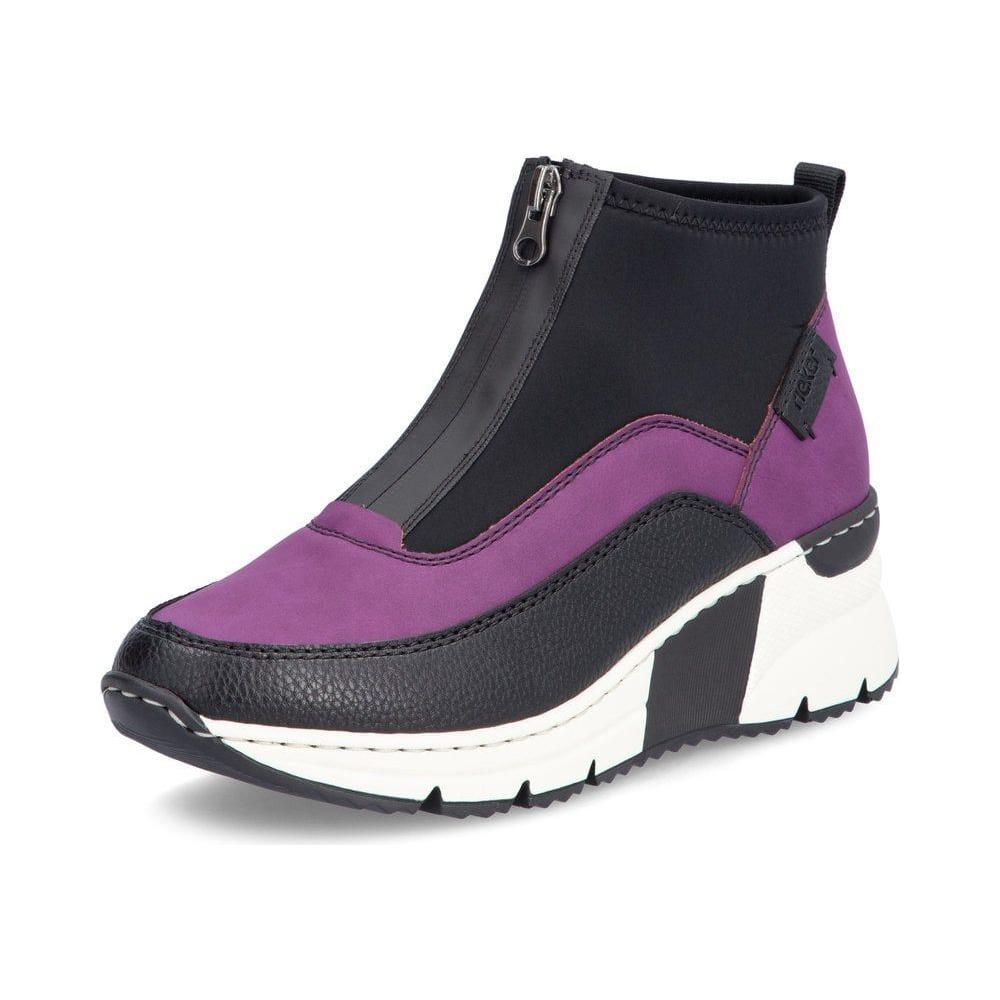 Rieker Ladies N6352 PURPLE Trainer style front zip Ankle Boot N6352-60