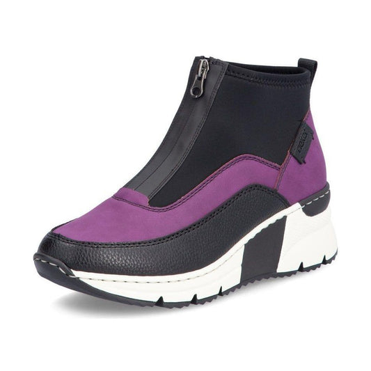 Rieker Ladies N6352 PURPLE Trainer style front zip Ankle Boot N6352-60