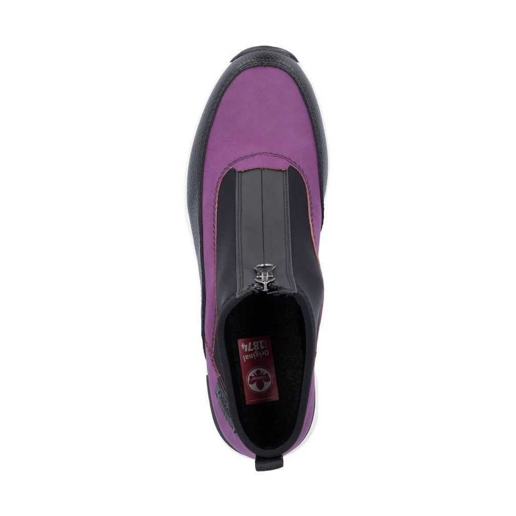 Rieker Ladies N6352 PURPLE Trainer style front zip Ankle Boot N6352-60