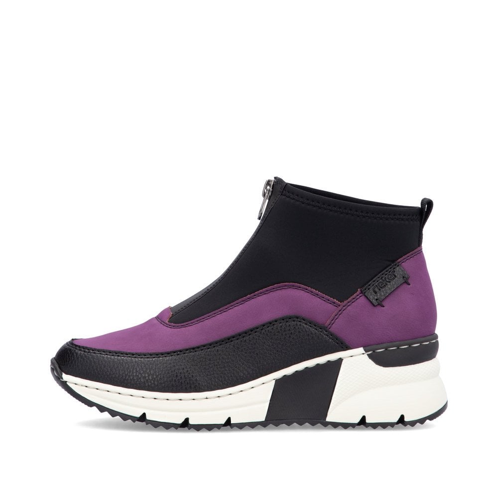 Rieker Ladies N6352 PURPLE Trainer style front zip Ankle Boot N6352-60
