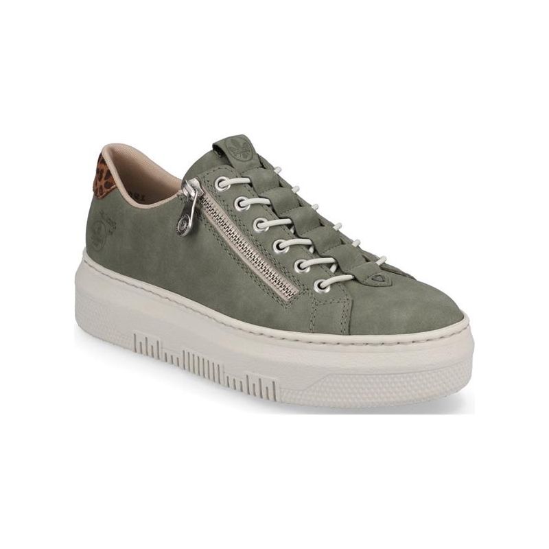 Rieker Leather platform trainer M1952-52 GREEN