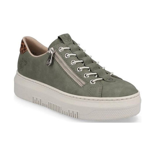 Rieker Leather platform trainer M1952-52 GREEN