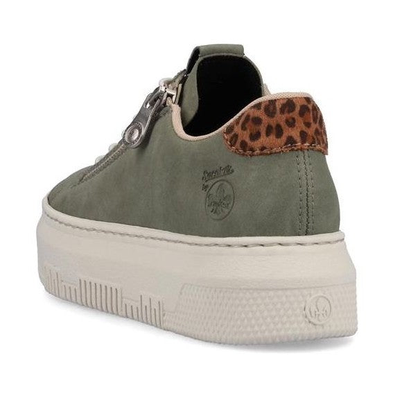 Rieker Leather platform trainer M1952-52 GREEN