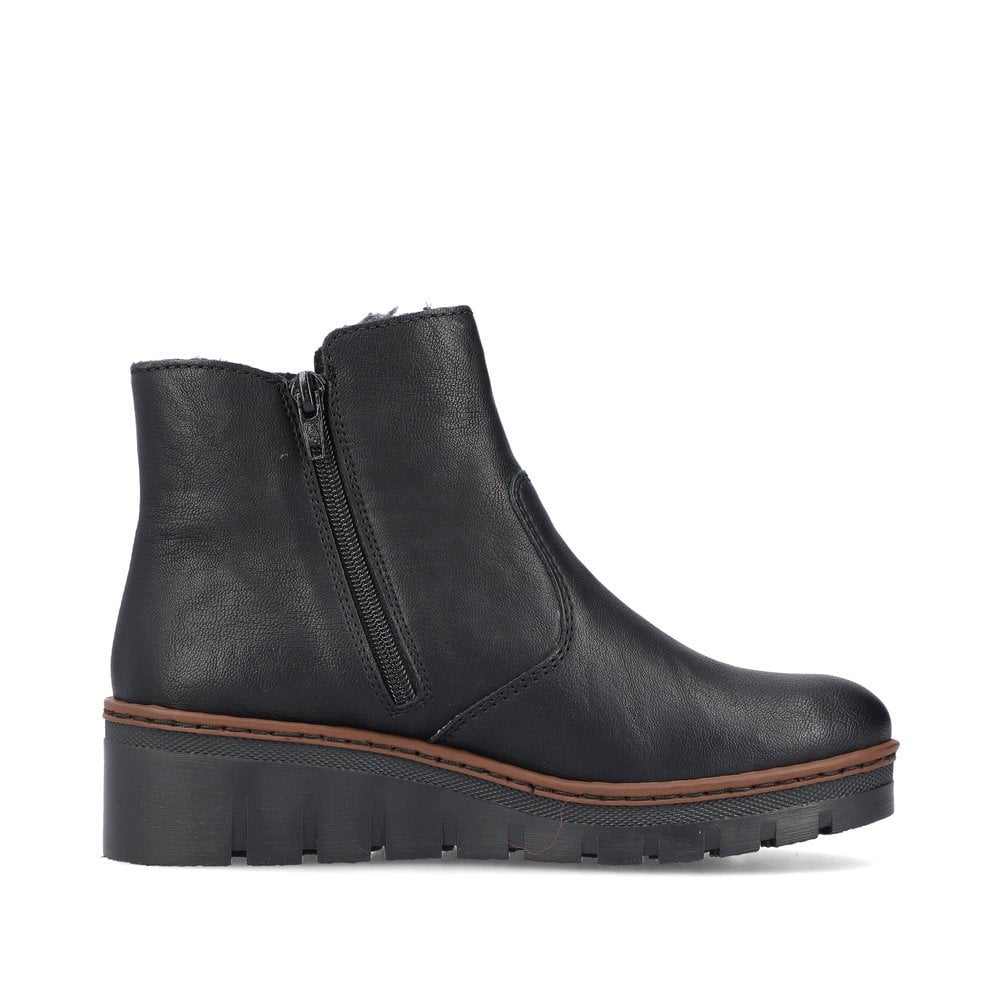 Rieker X9165 BLACK Zip Wedge ankle Boot X9165-00