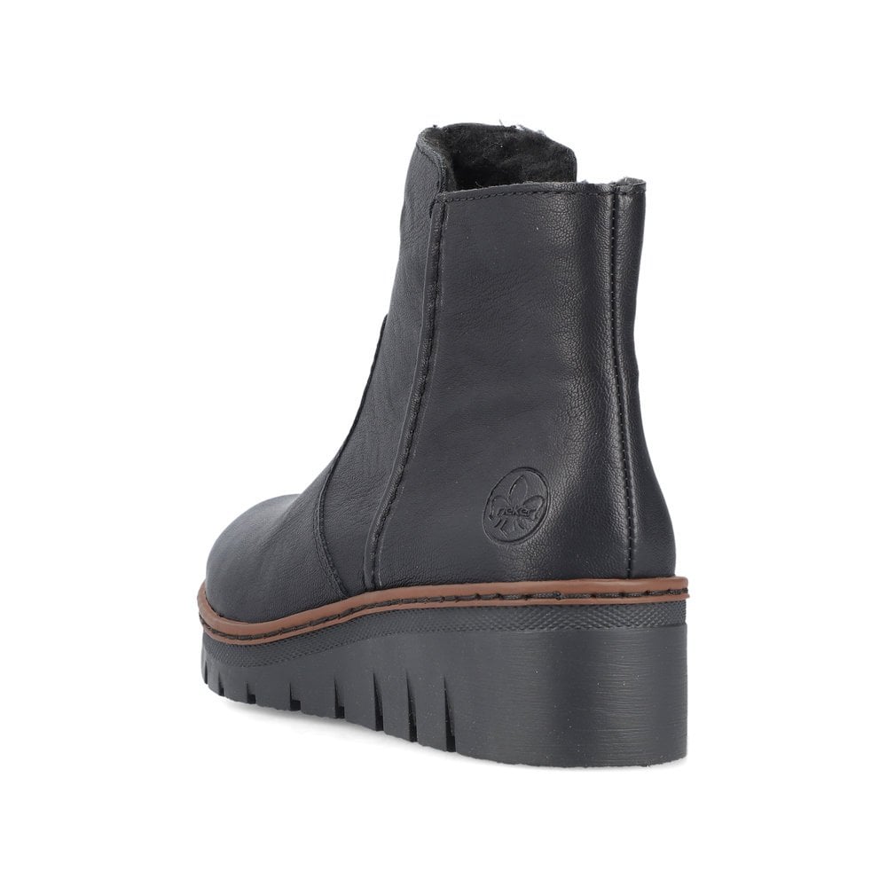 Rieker X9165 BLACK Zip Wedge ankle Boot X9165-00