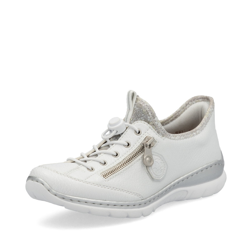 Rieker L32f1 WHITE/SILVER Slip On Trainer Style Shoe L32F1-80