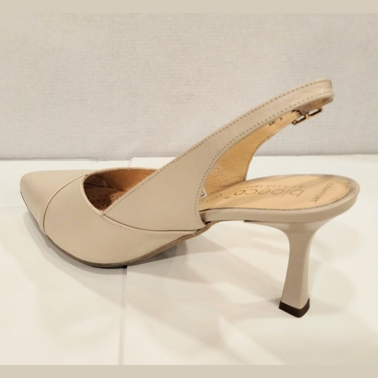 Bioeco 4009 Beige Leather Closed Toe Slingback Occasion Shoe Matching Bags Available 4009-1777