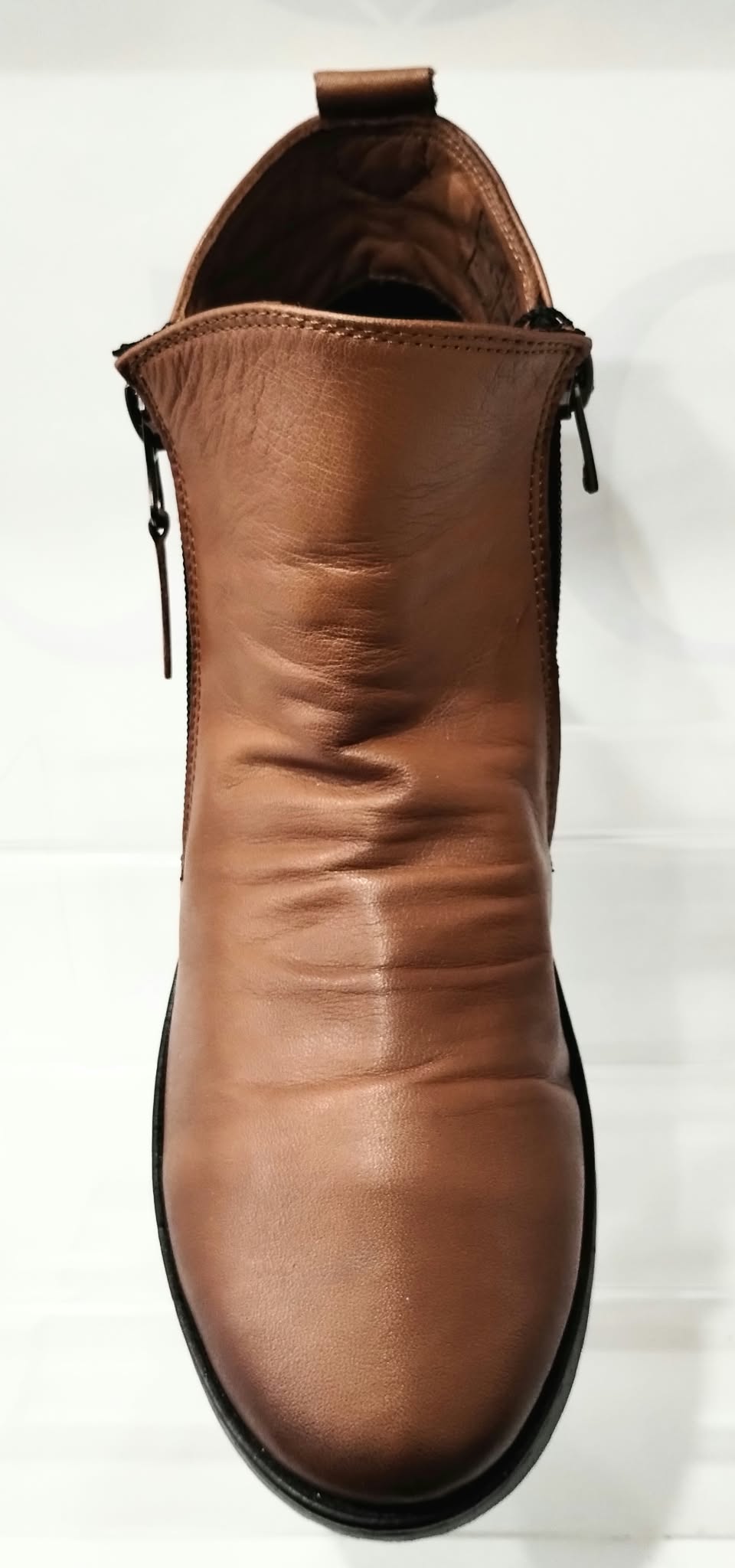 Modella Hawes TAN Soft Leather Twin Zip Ankle Boot