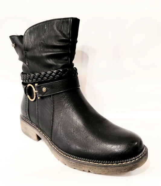 14811-Rl BLACK Zip Ankle Boot 14811-RL-001