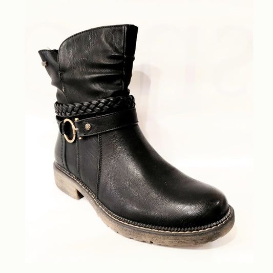 14811-Rl BLACK Zip Ankle Boot 14811-RL-001