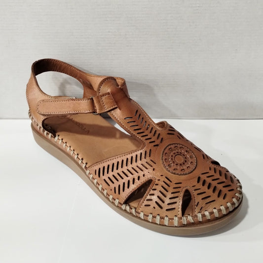 Modella Onyx Tan / KHAKI Soft Leather T Bar Sandal