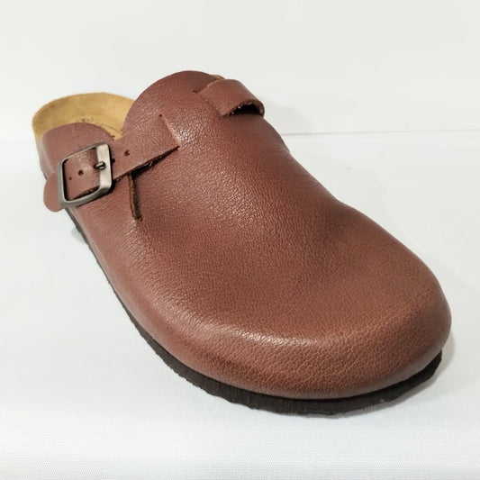 Mens Plakton 171539 CUERO Brown Leather Cork Footbed boston Style Clog