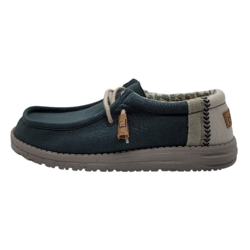 Hey Dude Wally Linnen Natural TEAL Slip on Casual Shoes