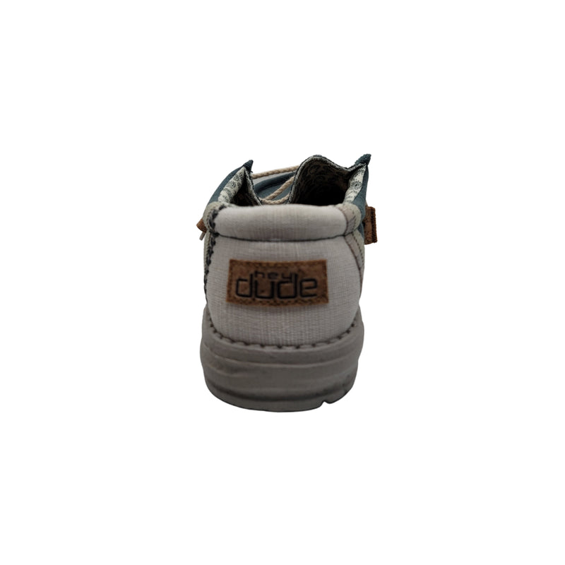 Hey Dude Wally Linnen Natural TEAL Slip on Casual Shoes