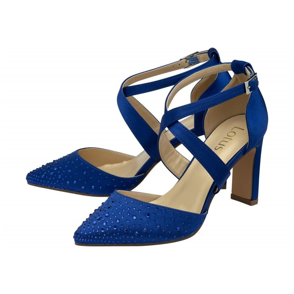 Lotus Occasion Wear Leona SAPHIRE Diamonte Bar Shoe ULS425