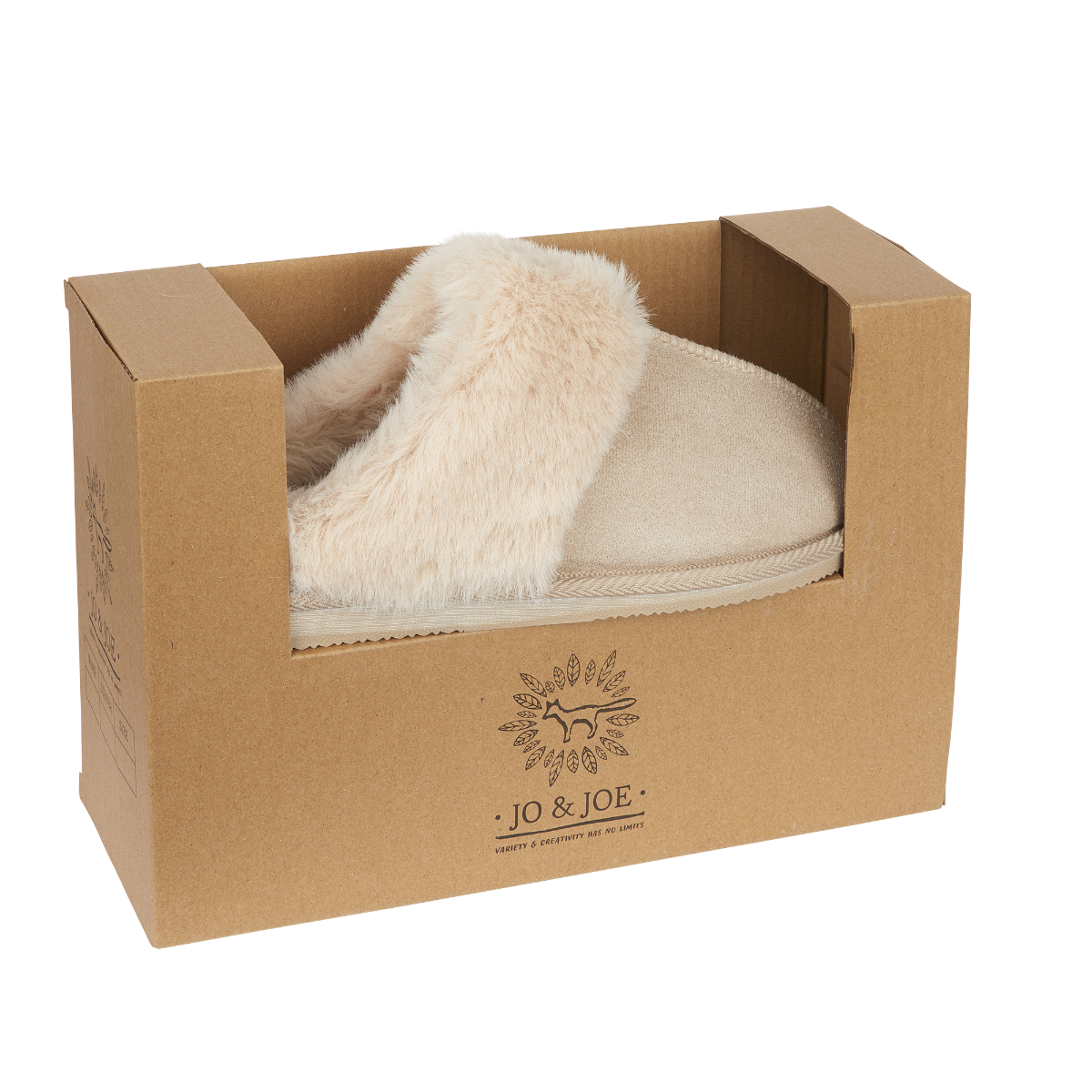 Savannah BEIGE Faux Fur Collar Mule Slipper