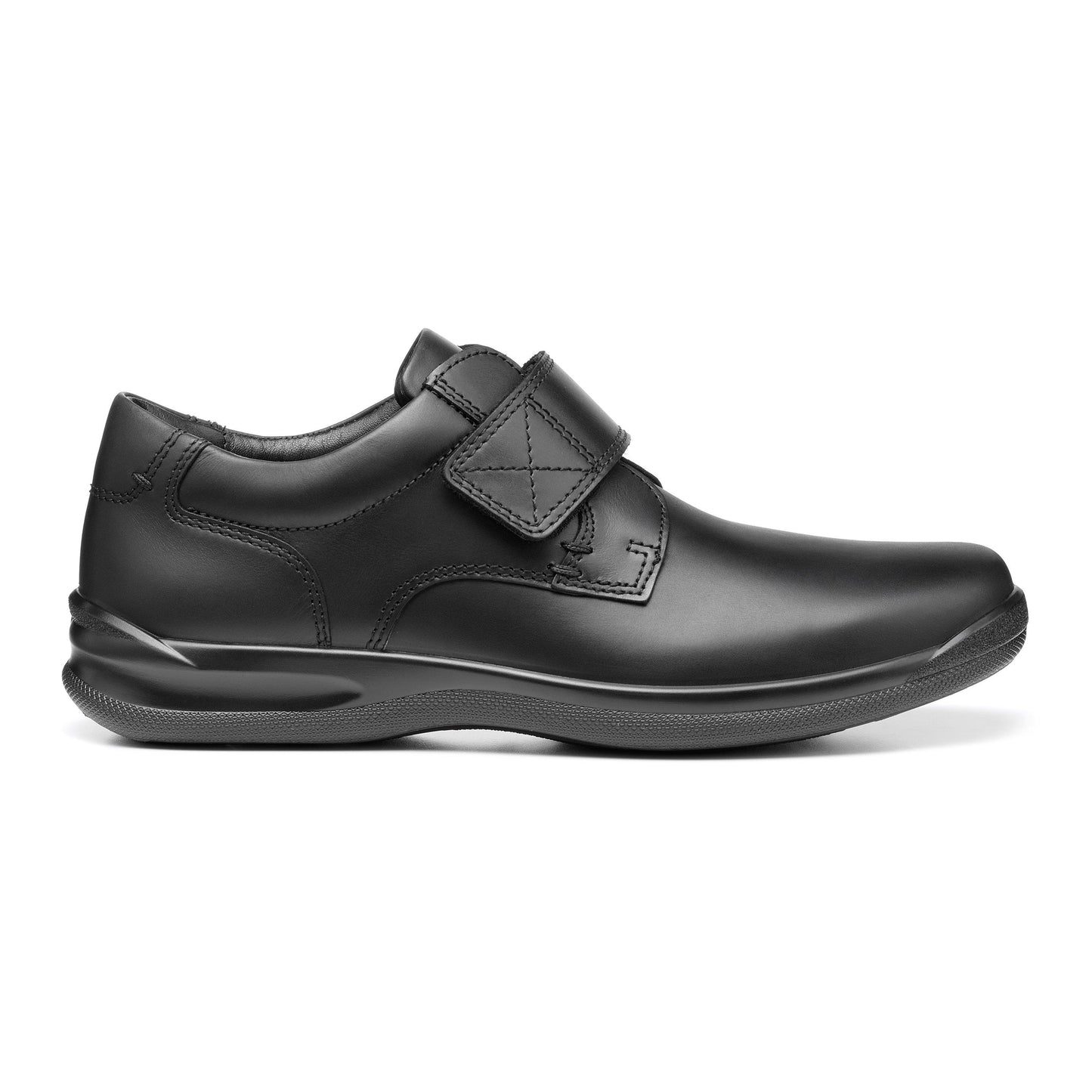 Hotter Mens BLACK Leather SEDGWICK touch fastening Shoe