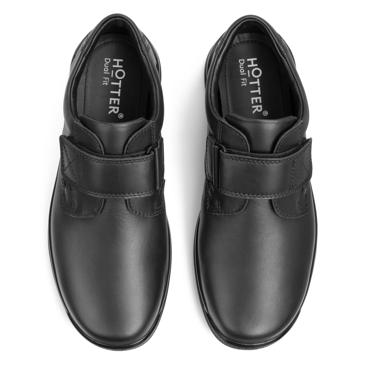 Hotter Mens BLACK Leather SEDGWICK touch fastening Shoe