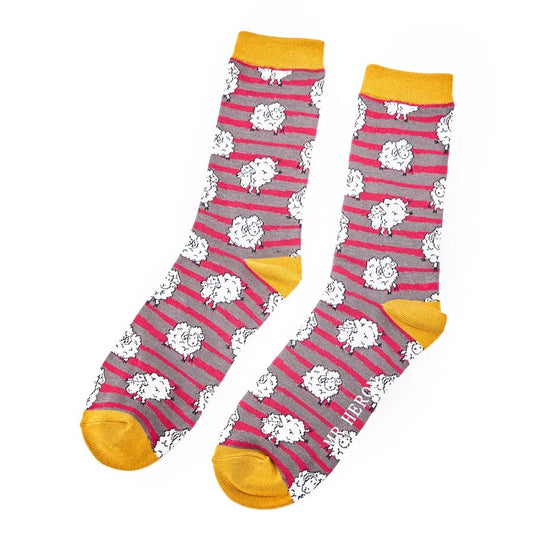 Mr Heron Sheep & Stripes GREY Quality Bamboo Socks MH126