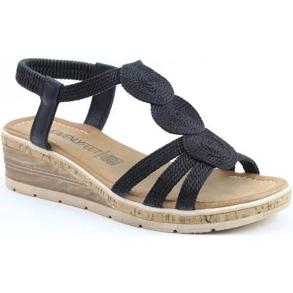 Heavenly Feet Glynis Wedge Sandal BLACK